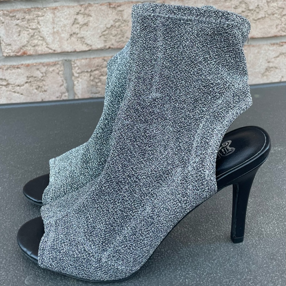 Silver heeled cut-out boots